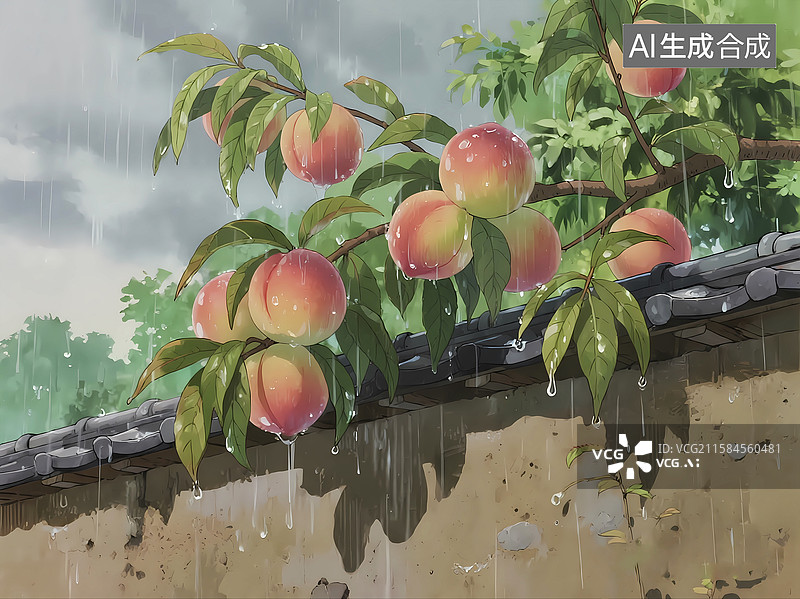 【AI数字艺术】果园桃子采摘水蜜桃成熟果实丰收图片素材