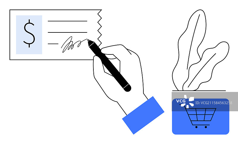 用笔签署付款收据旁边放着笔图片素材