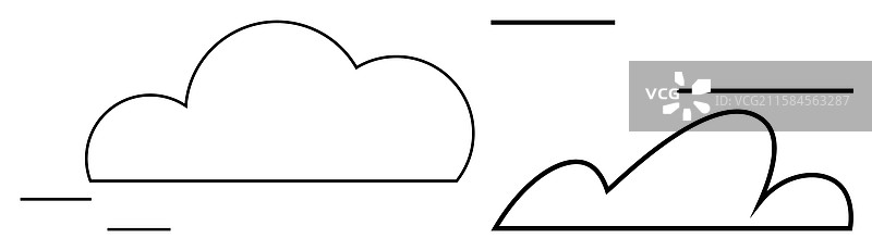 极简风格的云朵线条艺术，带有微妙的动态感图片素材