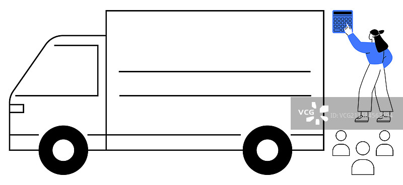 物流配送，工人正在卸货包裹图片素材