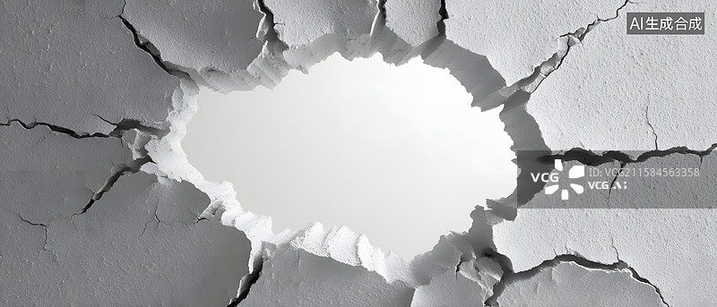 【AI数字艺术】破裂墙面黑白空白空间构图图片素材