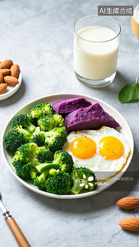 【AI数字艺术】减脂餐营养餐早餐插画背景配图图片素材