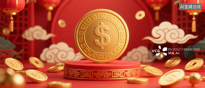 【AI数字艺术】金币与红包图片素材
