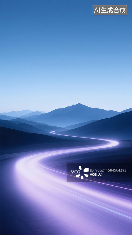 【AI数字艺术】蜿蜒的光路图片素材
