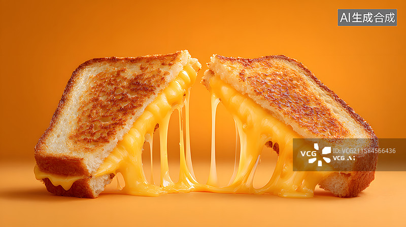 【AI数字艺术】拉丝芝士三明治诱人可口图片素材