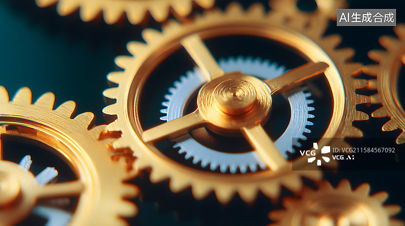 【AI数字艺术】复古风格钟表齿轮特写图像图片素材