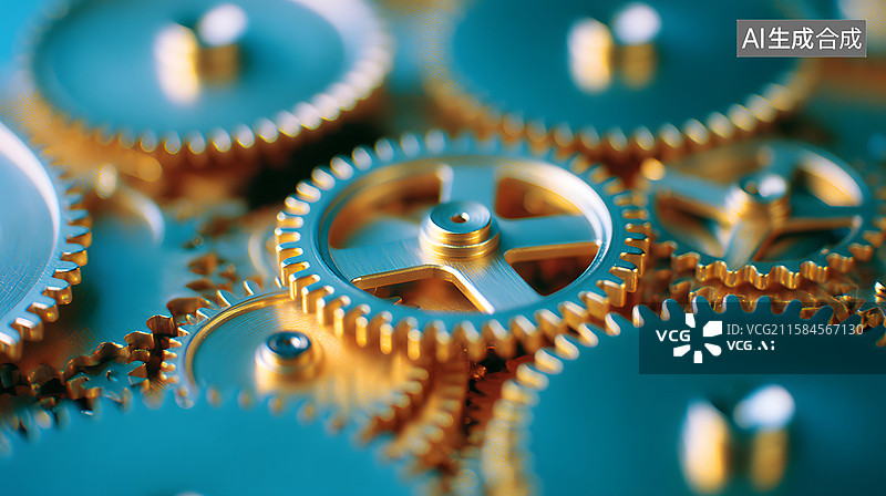 【AI数字艺术】复古风格钟表齿轮特写图像图片素材