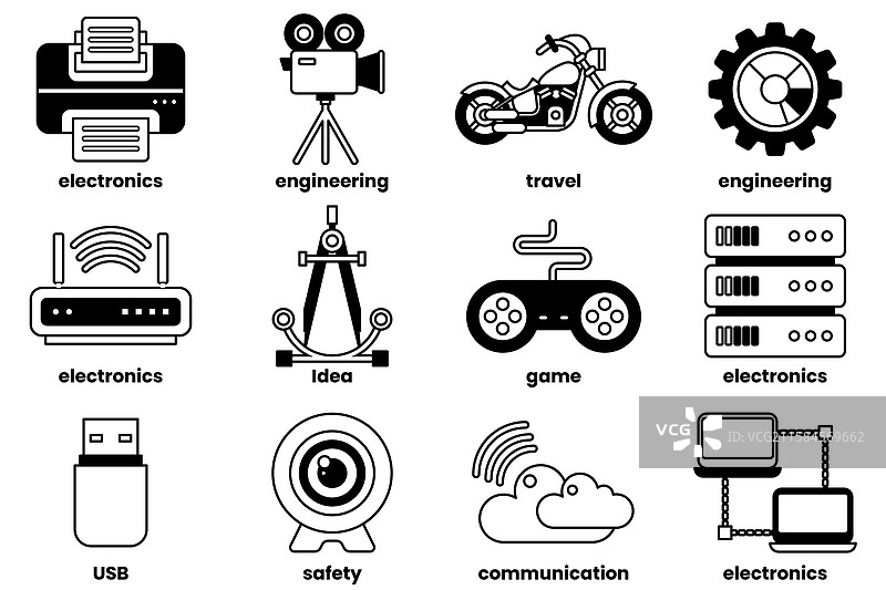 图像是各种电子产品的集合图片素材