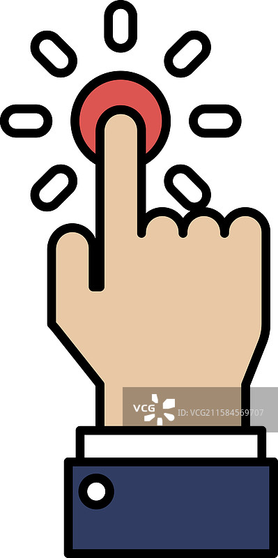 一只手指向一个红色按钮图片素材