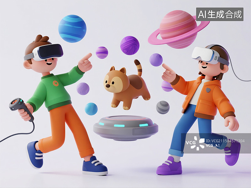 【AI数字艺术】虚拟现实游戏体验vr图片素材