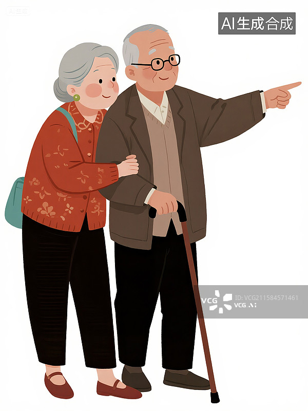 【AI数字艺术】老年夫妻携手探索图片素材