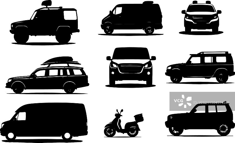 旅游车辆剪影集 - 旅行图标图片素材