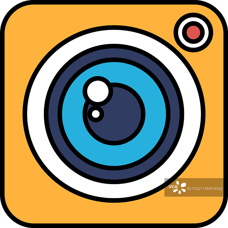 一台黄色相机配有蓝色镜头图片素材