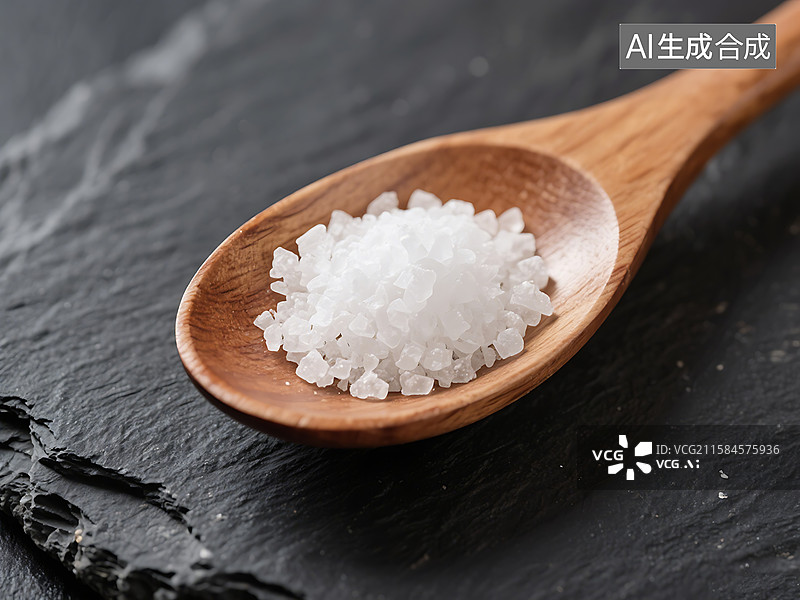 【AI数字艺术】木勺 海盐 粗盐 洁白的盐图片素材