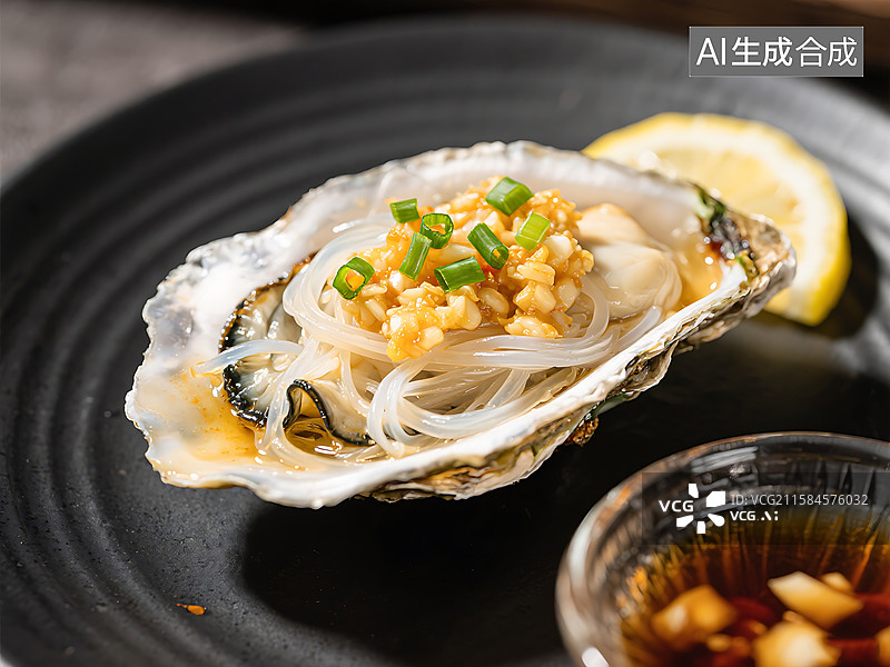 【AI数字艺术】蒜蓉粉丝炭烤生蚝 新鲜 乳山生蚝图片素材