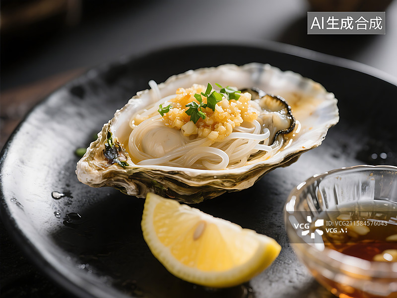 【AI数字艺术】蒜蓉粉丝炭烤生蚝 新鲜 乳山生蚝图片素材