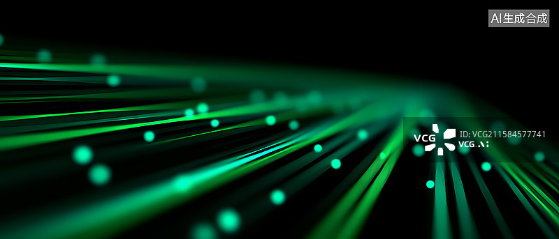 【AI数字艺术】绿色编码线条构建科技安全背景图片素材