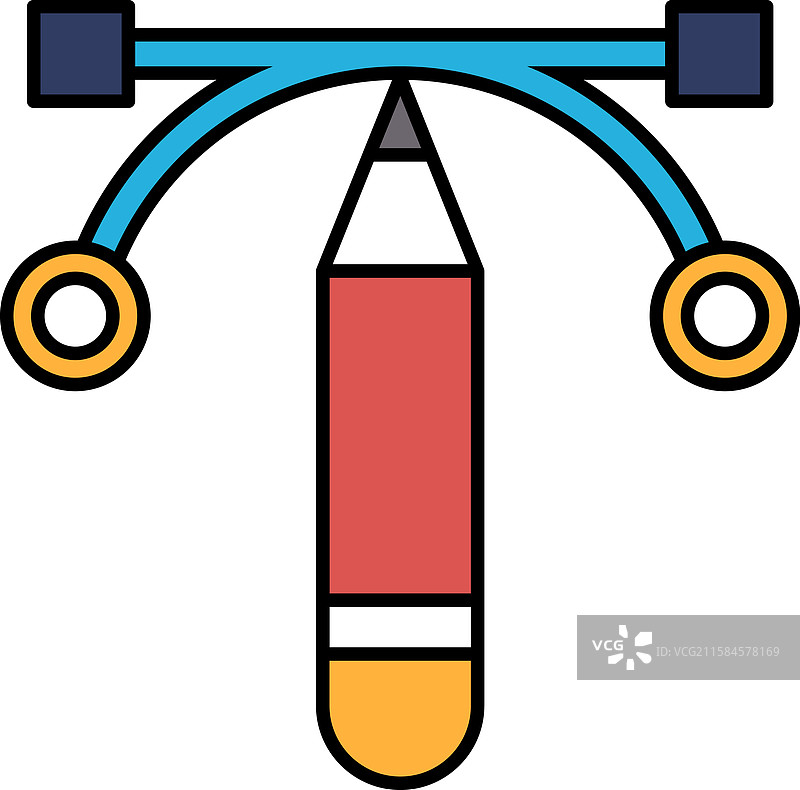 一支红色铅笔，顶部是黄色的，画在一个图片素材