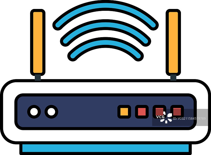 一款蓝色和橙色设计的WiFi路由器图片素材