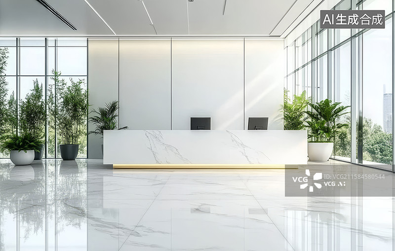 【AI数字艺术】现代简约办公室接待区图片素材