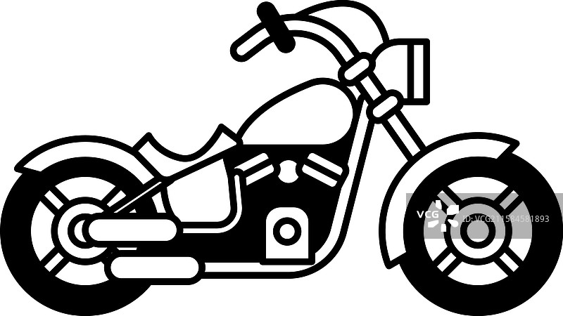 一辆黑白相间的摩托车，配有黑色座椅图片素材