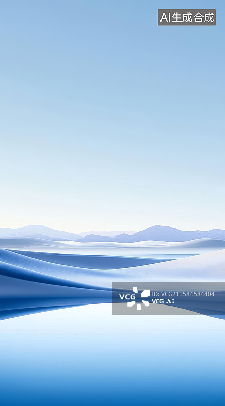 【AI数字艺术】蓝色渐变的抽象自然景观图片素材