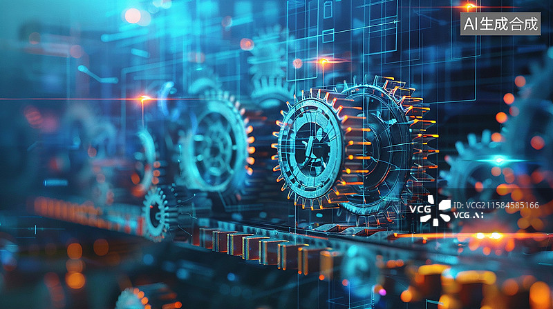 【AI数字艺术】齿轮驱动的科技未来图片素材