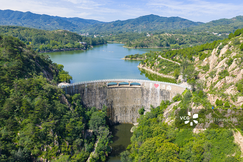 航拍济南柳埠黄巢水库图片素材