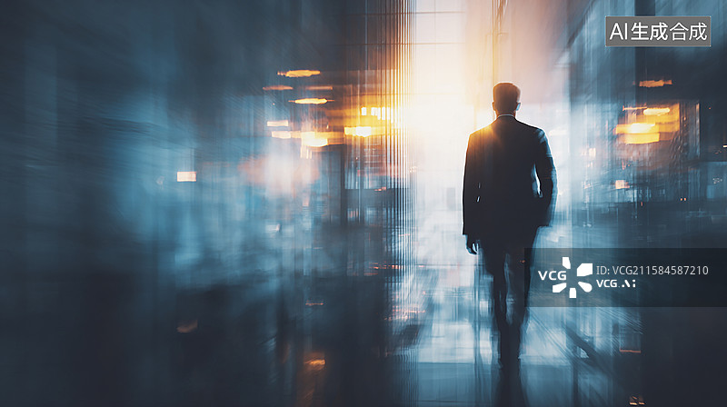 【AI数字艺术】都市精英的背影图片素材