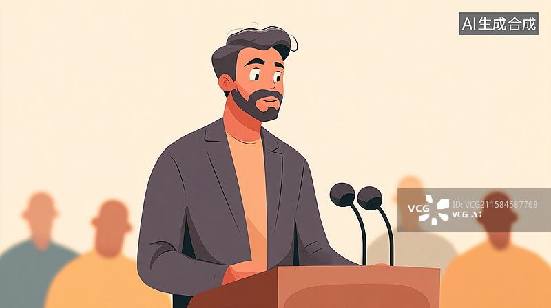 【AI数字艺术】商务会议演讲插画图片素材