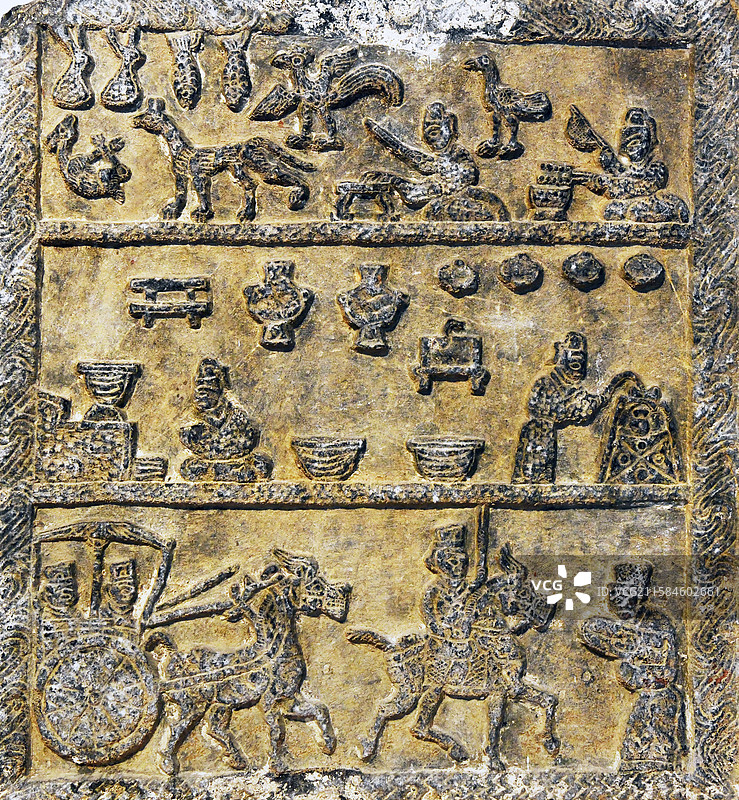 江苏徐州汉画像石艺术馆藏‌现实社会生活主题的画像石图片素材