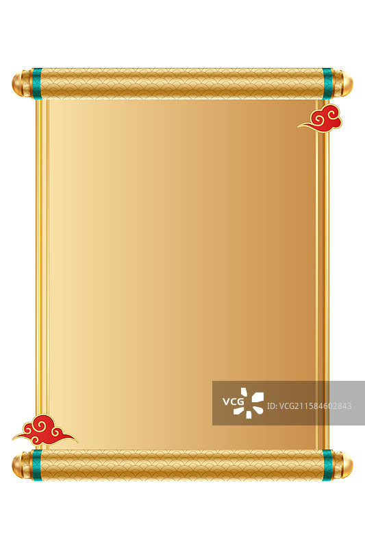 绿色传统卷轴边框图片素材