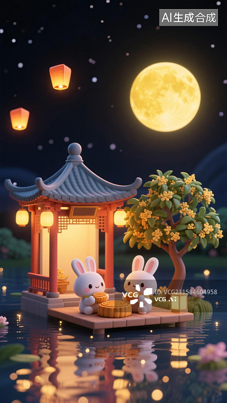 【AI数字艺术】中秋节插画图片素材