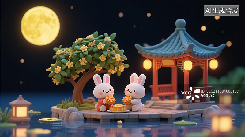 【AI数字艺术】中秋节插画图片素材