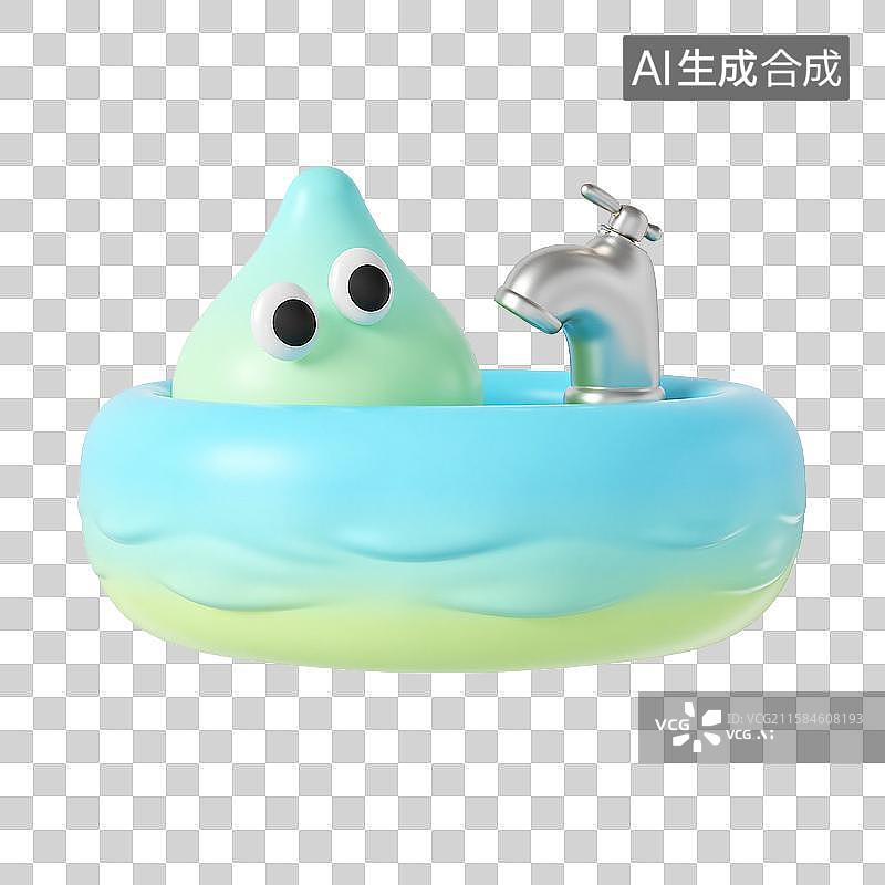 【AI数字艺术】3d膨胀风节约用水标志图片素材