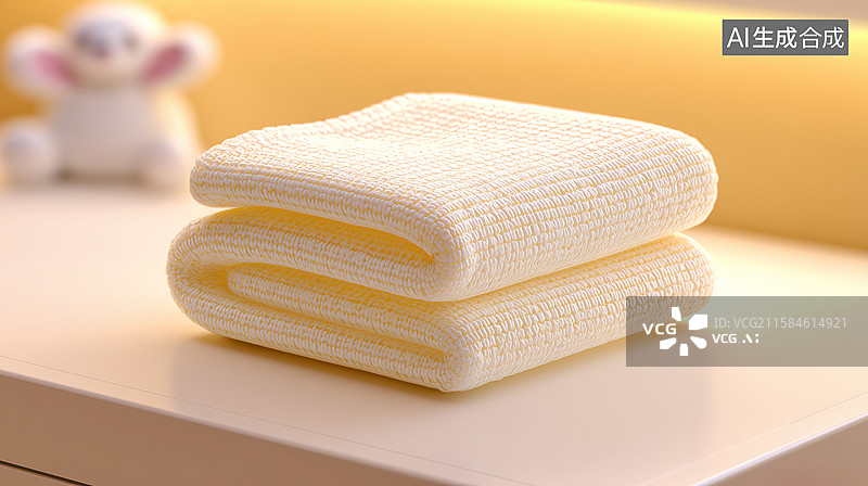 【AI数字艺术】3D叠放米色毛巾温馨场景图片素材