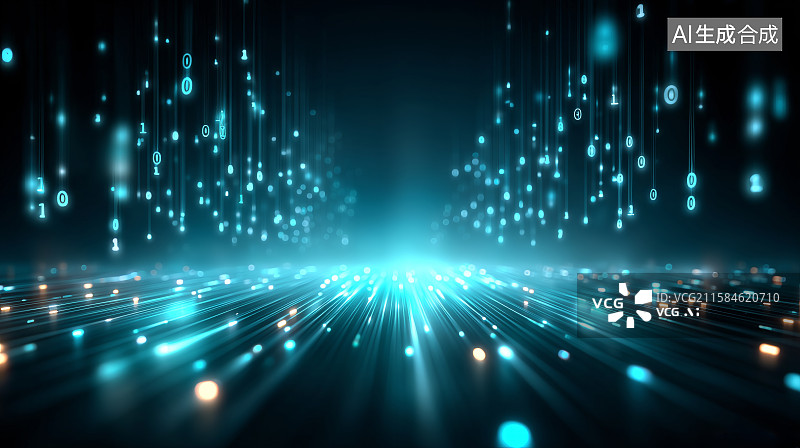 【AI数字艺术】数字光流的科技背景图片素材