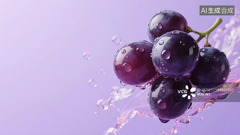 【AI数字艺术】夏黑葡萄溅露图片素材