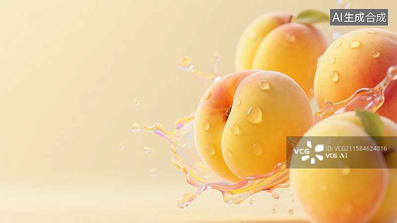 【AI数字艺术】黄桃溅起水花图片素材