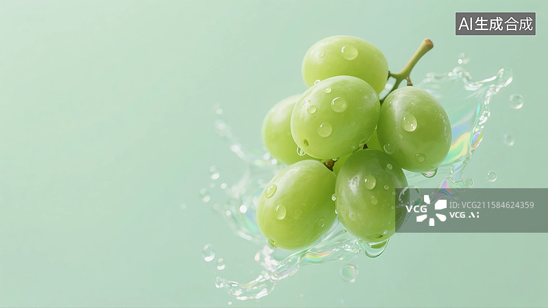 【AI数字艺术】青提溅起水花图片素材