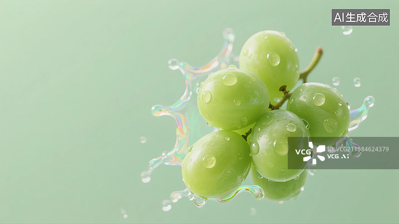 【AI数字艺术】青提溅起水花图片素材