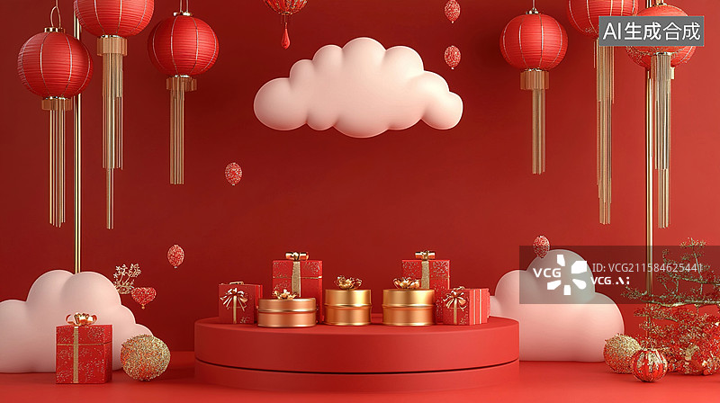【AI数字艺术】新年礼盒电商图片图片素材