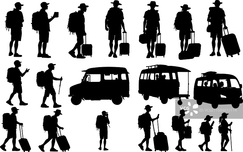 旅游者剪影艺术作品图片素材