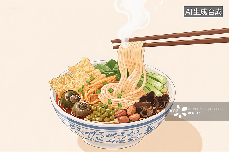 【AI数字艺术】插画版螺蛳粉图片素材