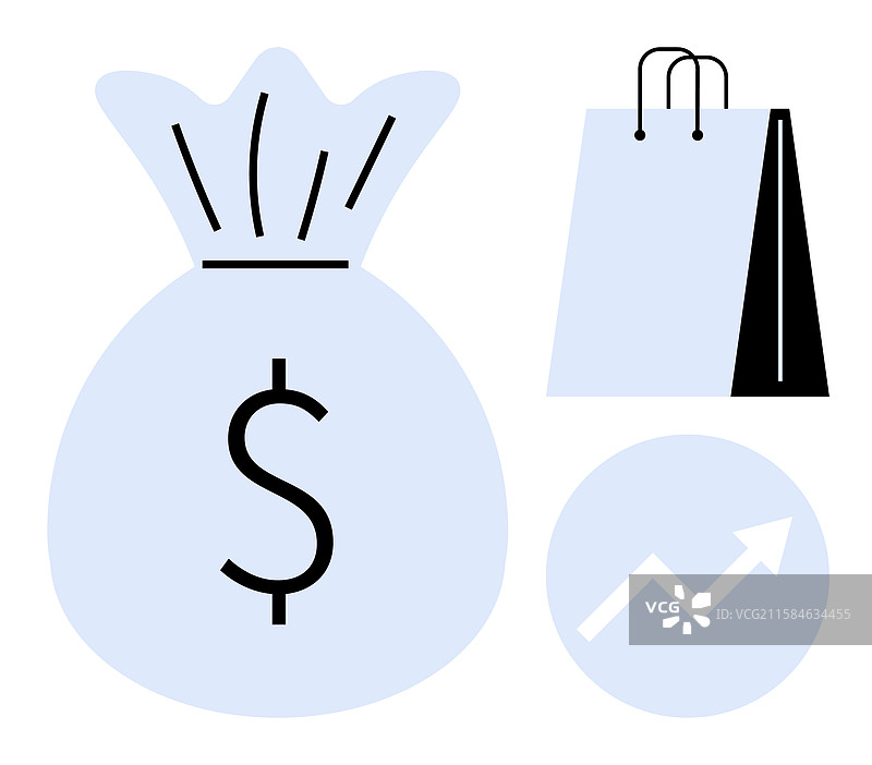 财务增长概念与购物的钱袋图片素材