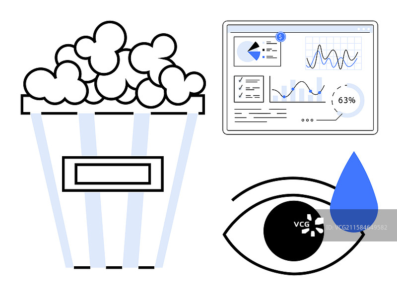 爆米花泪滴与数据驱动分析图片素材