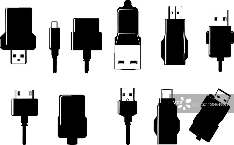 USB连接器轮廓 - 设备图标图片素材