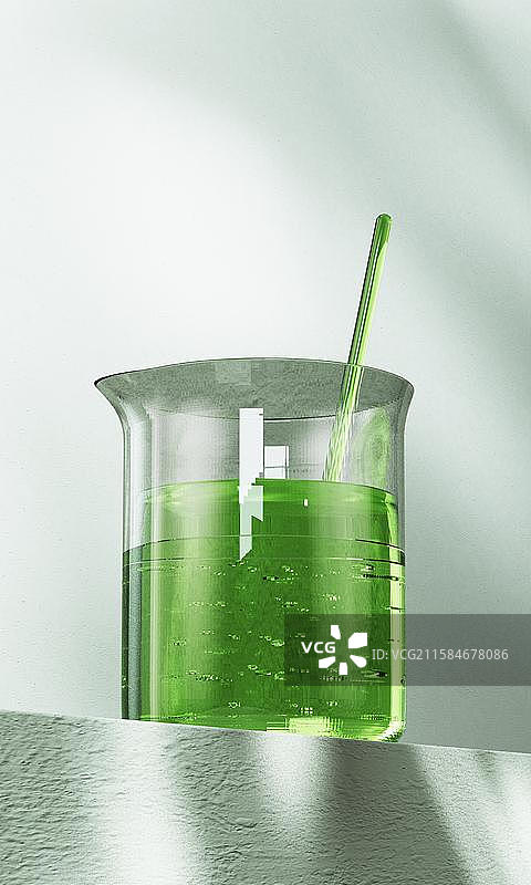 透明护肤品瓶子与滴管三维渲染图片素材