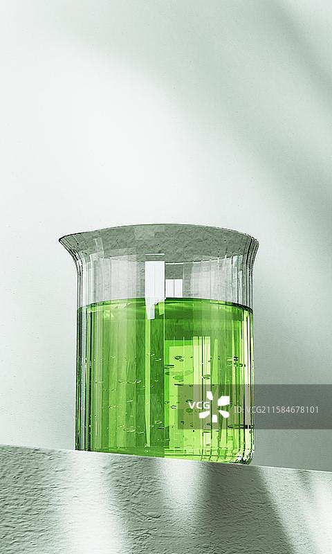 透明护肤品瓶子与滴管三维渲染图片素材