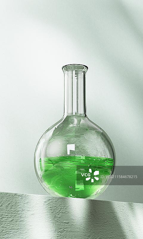 透明护肤品瓶子与滴管三维渲染图片素材